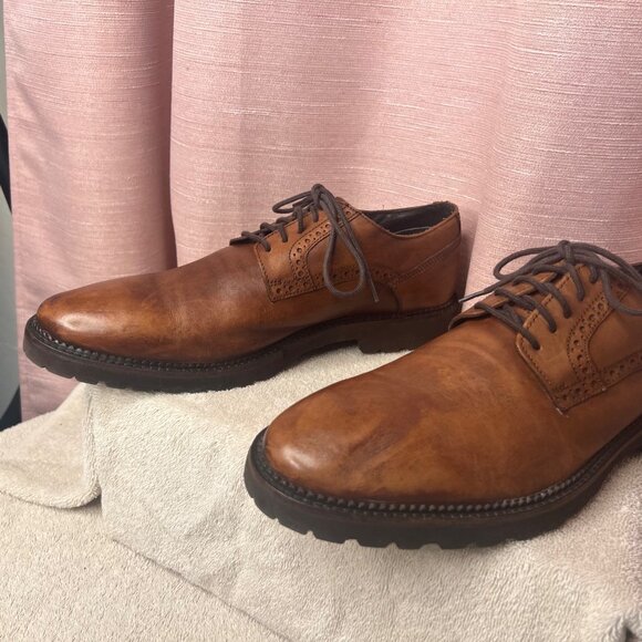 HUSH PUPPIES Nelson Sterling IIV Men Shoes Tan Leather Oxfords Lace Up11W Brogue - Picture 5 of 16